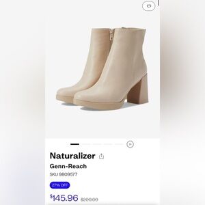 Naturalizer white/cream leather women’s boots with heel size 6